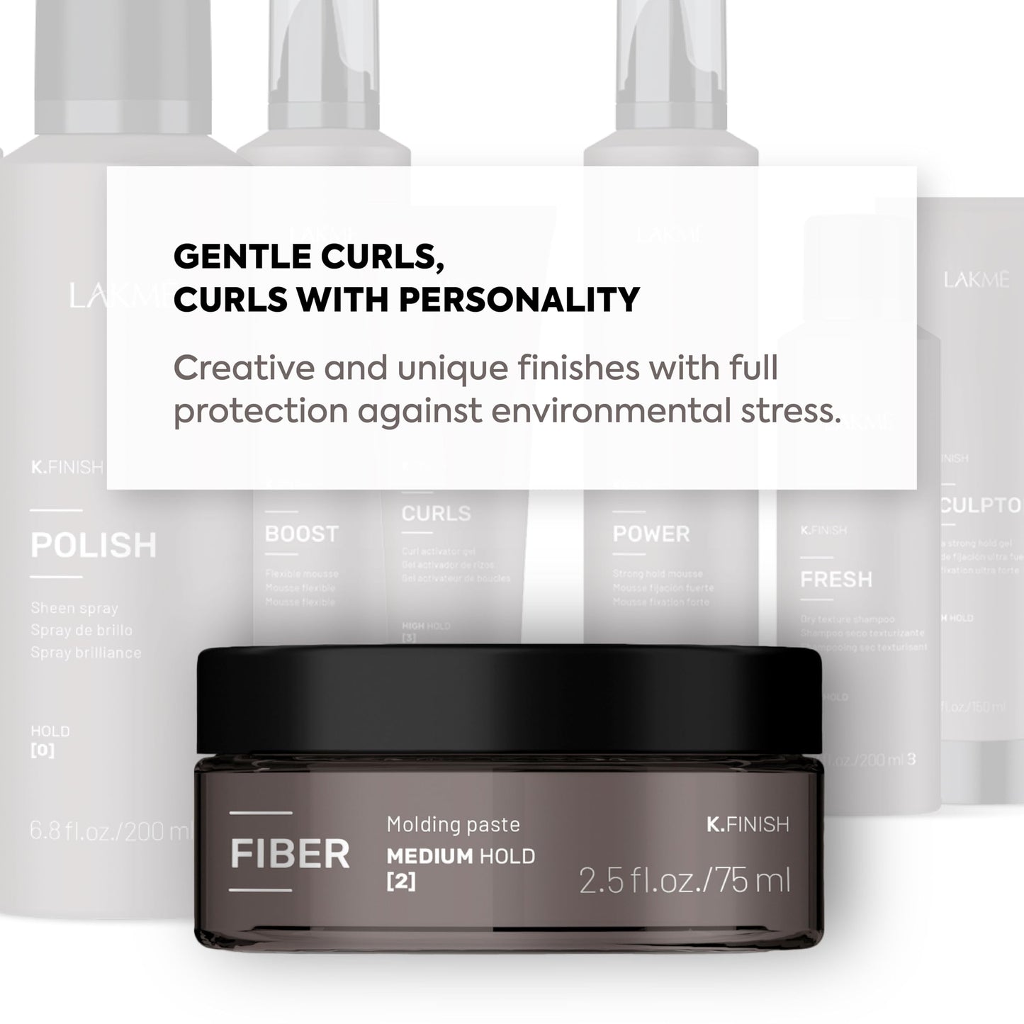 Lakmé K.Finish Fiber Medium Hold Styling Paste, Hair Pomade, Hair Styling Wax, Texturizing Paste, 2.5 Fl Oz