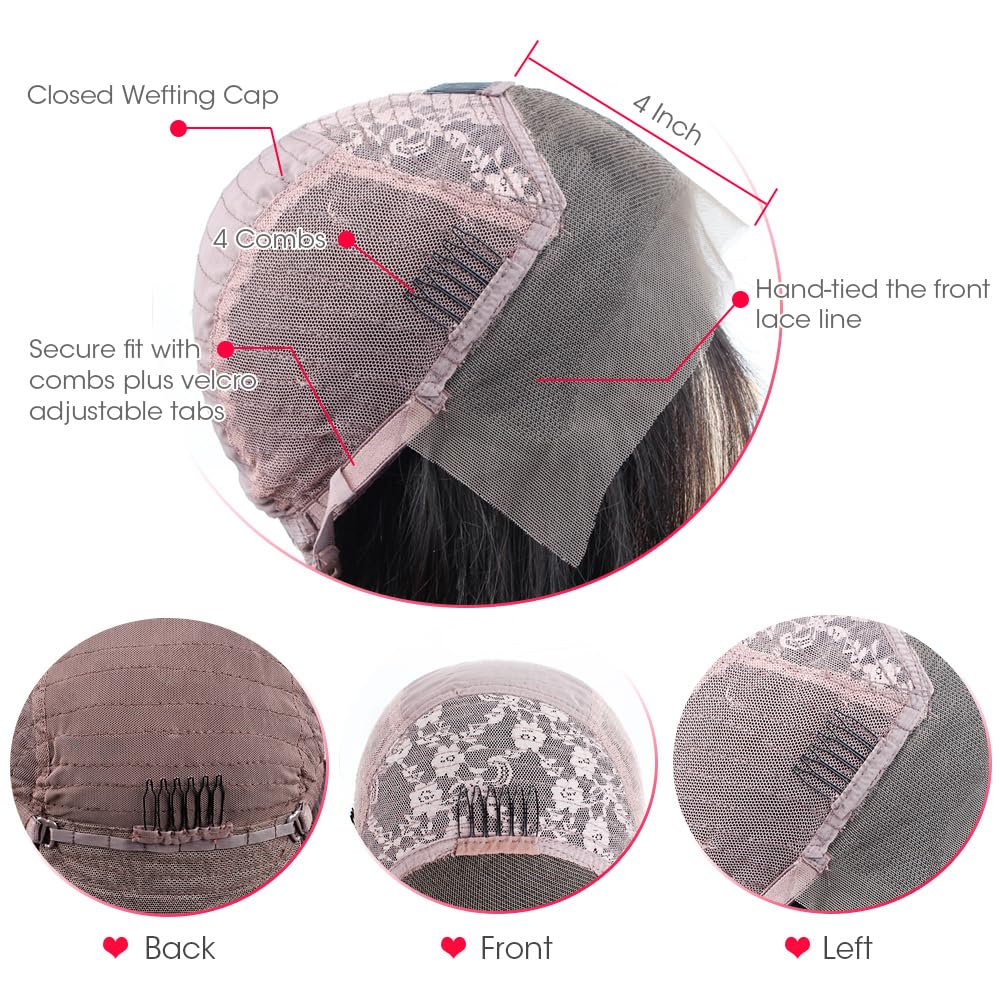 aallinine 13x4 Lace Front Bob Wigs Human Hair HD Lace Bob Wig Human Hair Straight Frontal Wigs for Black Women Pre Plucked with Baby Hair 14 Inch Natural Color