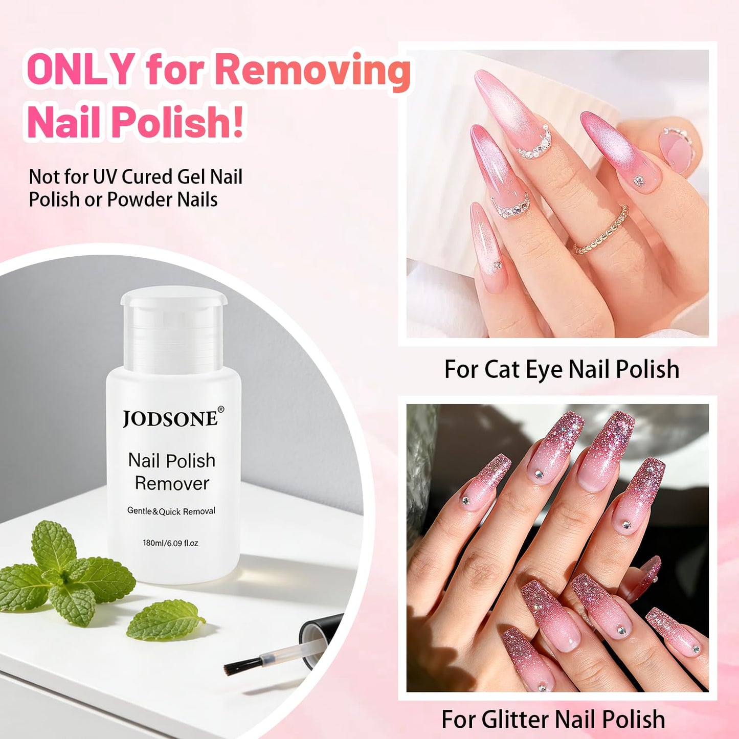 JODSONE Nail Polish Remover Kit with Non-Acetone Nail Polish Remover,Nail Clips,200Pcs Cotton Pads,Cuticle Pusher & Peeler,Soak Off Gel Remover Set for Gel Nail Polish,Safe & Gentle Nail Care Tools