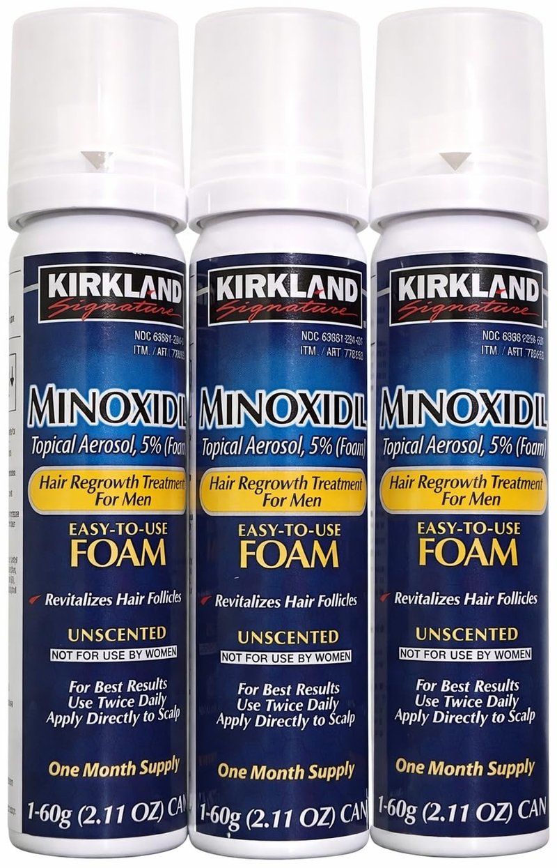 NEW - Kirkland Minoxidil for MEN Hair Growth Treatment Unscented 3 Month Supply Topical Aerosol 5% (Foam), (Compare to Men's Rogaine's Active Ingredient)