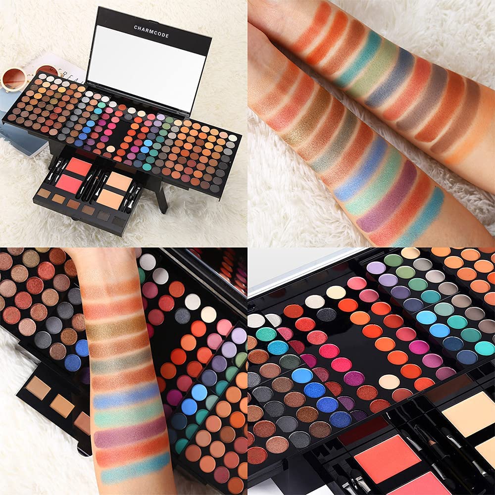 CharmCode 190 Colors Makeup Palette - All-in-One Eyeshadow, Blush, Eyebrow & Concealer Kit | Multicolor