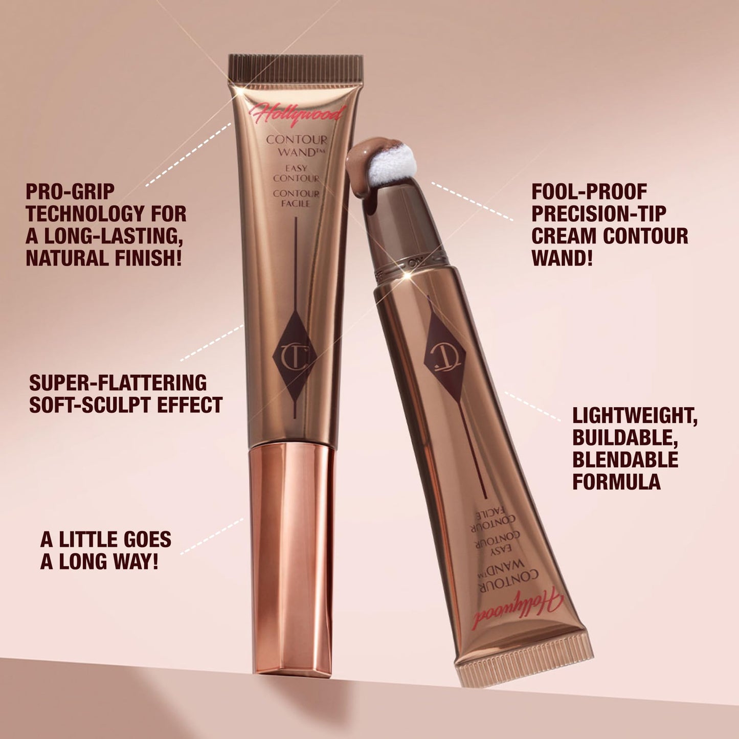 Charlotte Tilbury Hollywood Liquid Contour Wand - Easy-to-Use Contour Stick & Liquid Bronzer for Sculpting & Shaping - Leaves a Natural-Looking Sculpted Finish - Medium/Deep