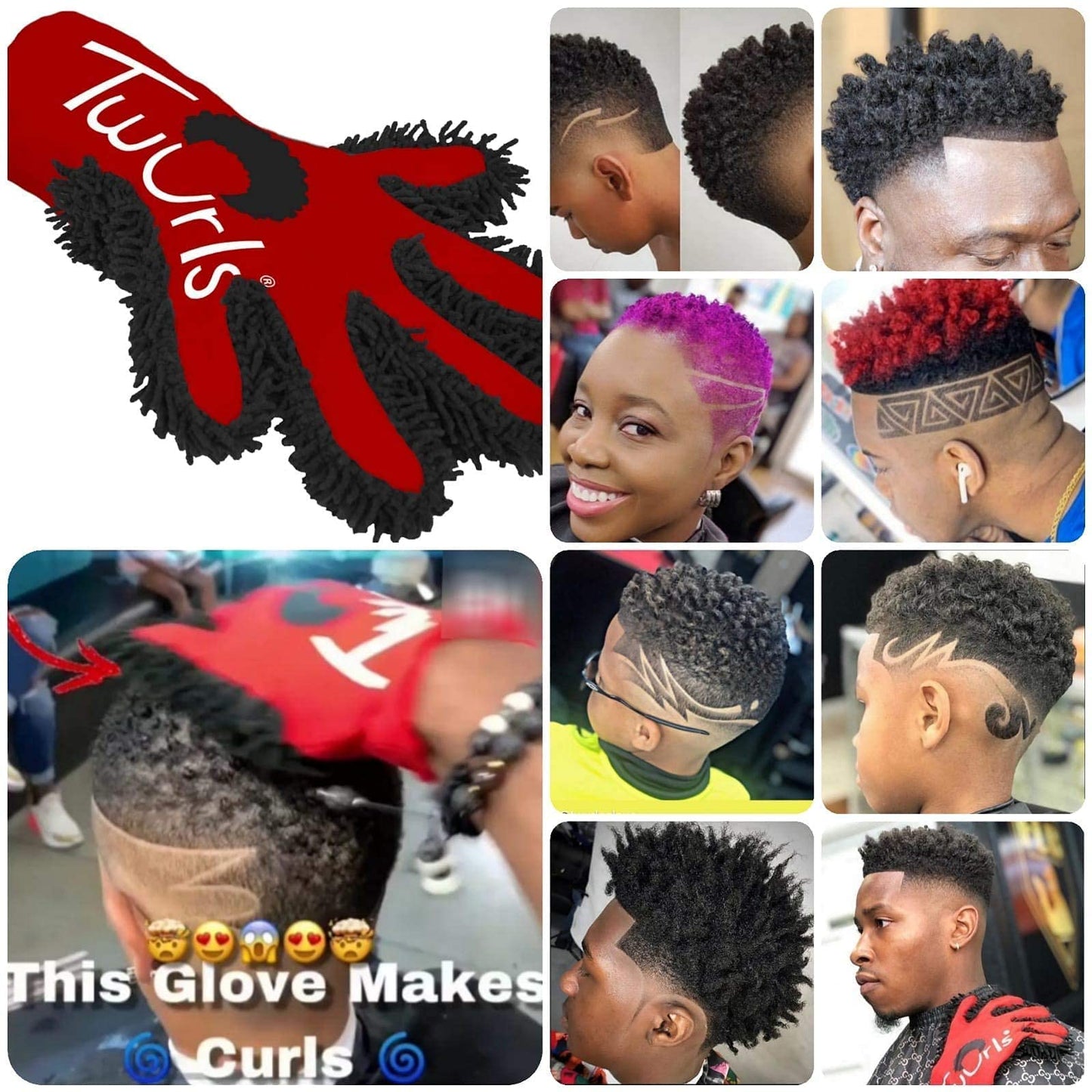 Twurls Hair Glove for Men and Women. It’s Ambidextrous (Left or Right Handed), Machine Washable for extended use. Twurls Glove works well for Curling, Twisting & Dread Locking Natural Hair.