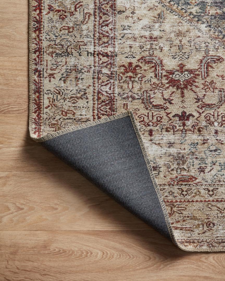 Loloi Amber Lewis Georgie Collection GER-04 Teal/Antique 5'-0" x 7'-6", .19" Pile Height, Area Rug