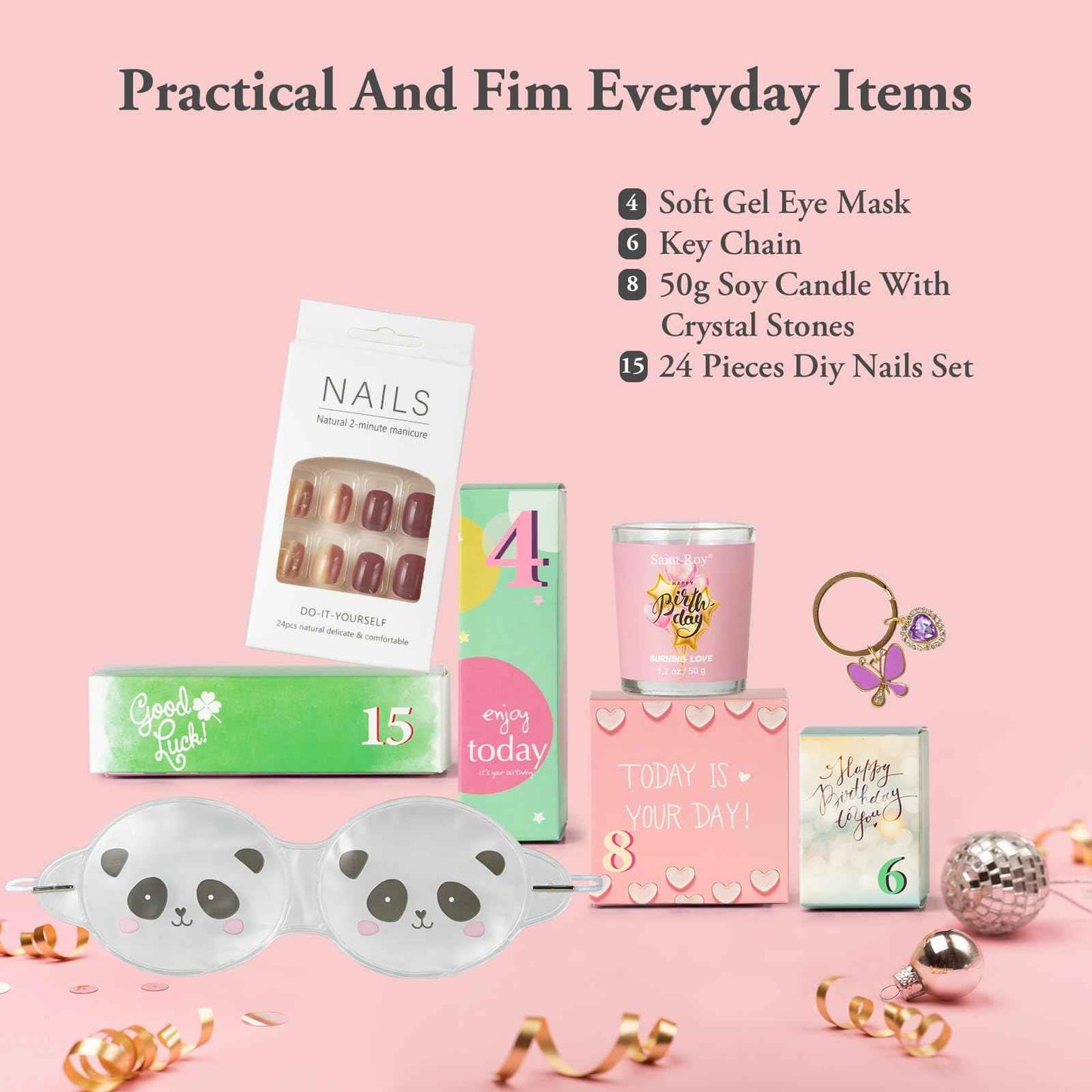 Luxury Spa Gifts for Her - 15pcs Birthday Surprise Box with Hand Cream, DIY Nails Set & Skin Care Gift Sets for Women, Moms & Daughters