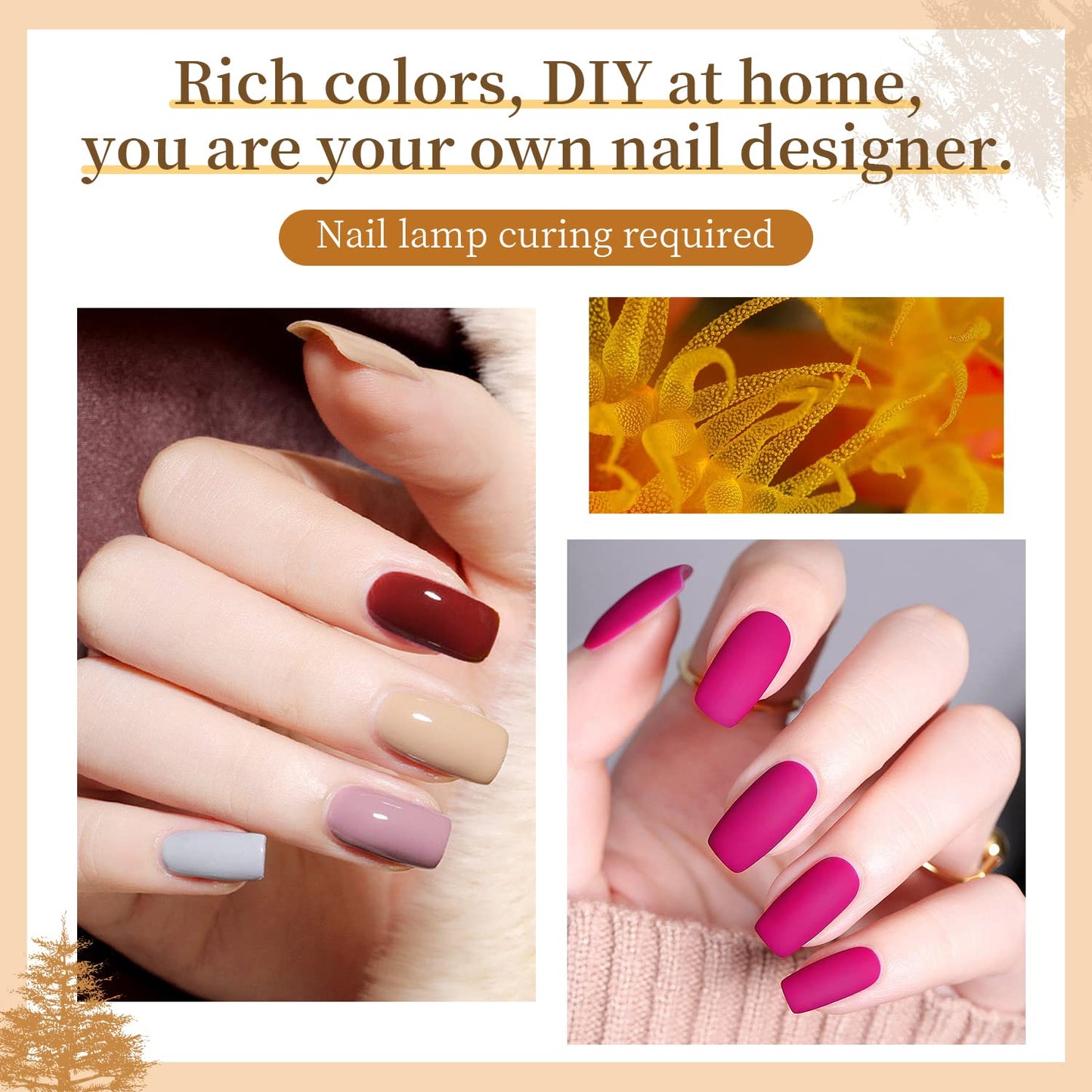 JODSONE Gel Nail Set 20+3 Colors High Shine Gorgeous Gel Polish Base Top Matte Coat Nice Gifts Show Charm