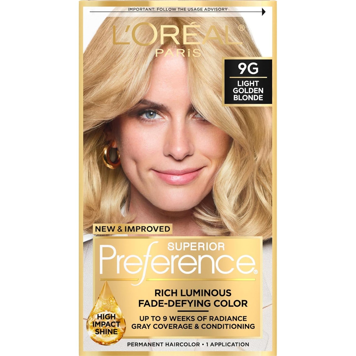 L’Oreal ParisSuperior Preference Rich Luminous Conditioning Colorant, Level 3 Permanent, Light Golden Blonde/Warmer 9G (Pack of 3)