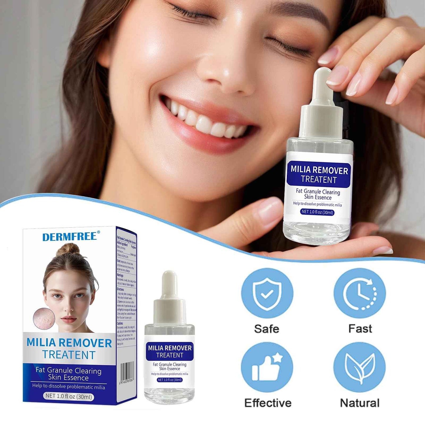 Dermfree Milia Remover Treatment, Milia Spot Treatment with Salicylic Acid Milia Acne Serum Clearing Skin Essence(30ML)