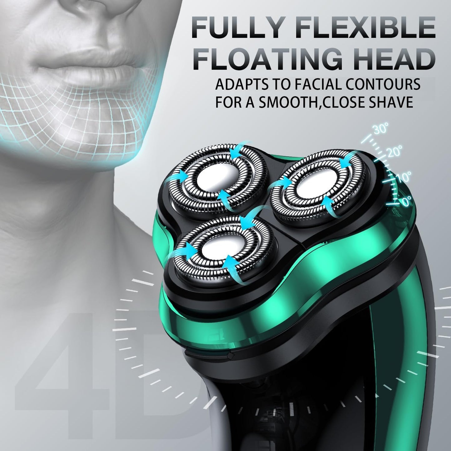 Electric Razor for Men Cordless Rotary Shaver Wet Dry with Trimmer