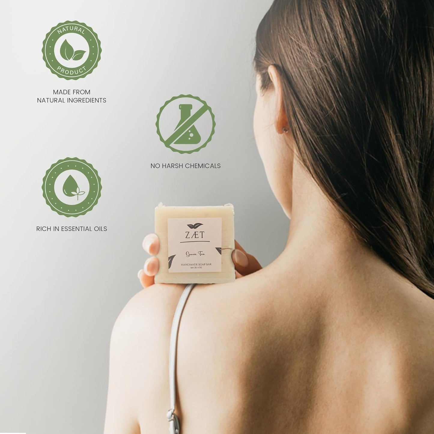 Green Tea Soap Bar - Natural Handmade Moisturizing & Exfoliating Soap | 2 Pack, 140g Each