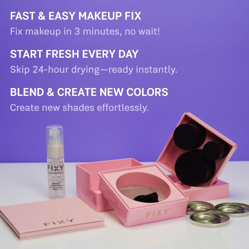 FIXY Makeup Repair Kit - Repressing tool for Eyeshadows, Blush & Highlighter or Depot | Organize Makeup Round Pans in Makeup Palette with Mirror | Makeup Artist Must Haves