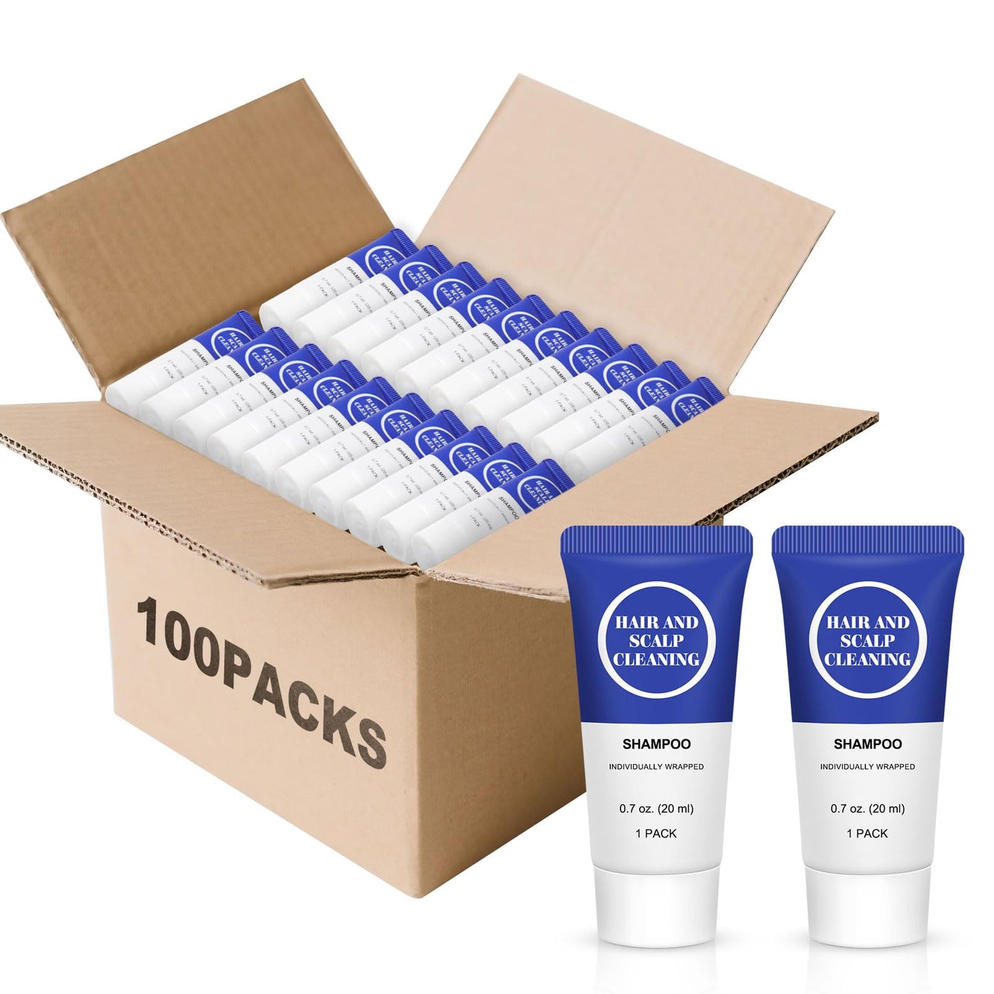 RSQAZQ Travel Size Shampoo, Mini Shampoo Gel Set, Individually Wrapped Bulk, Trial Sample Small Single Use Toiletries Amenities Kit for Men & Women for Hotel/Camping/Homeless 0.7 Fl Oz (Pack of 100)