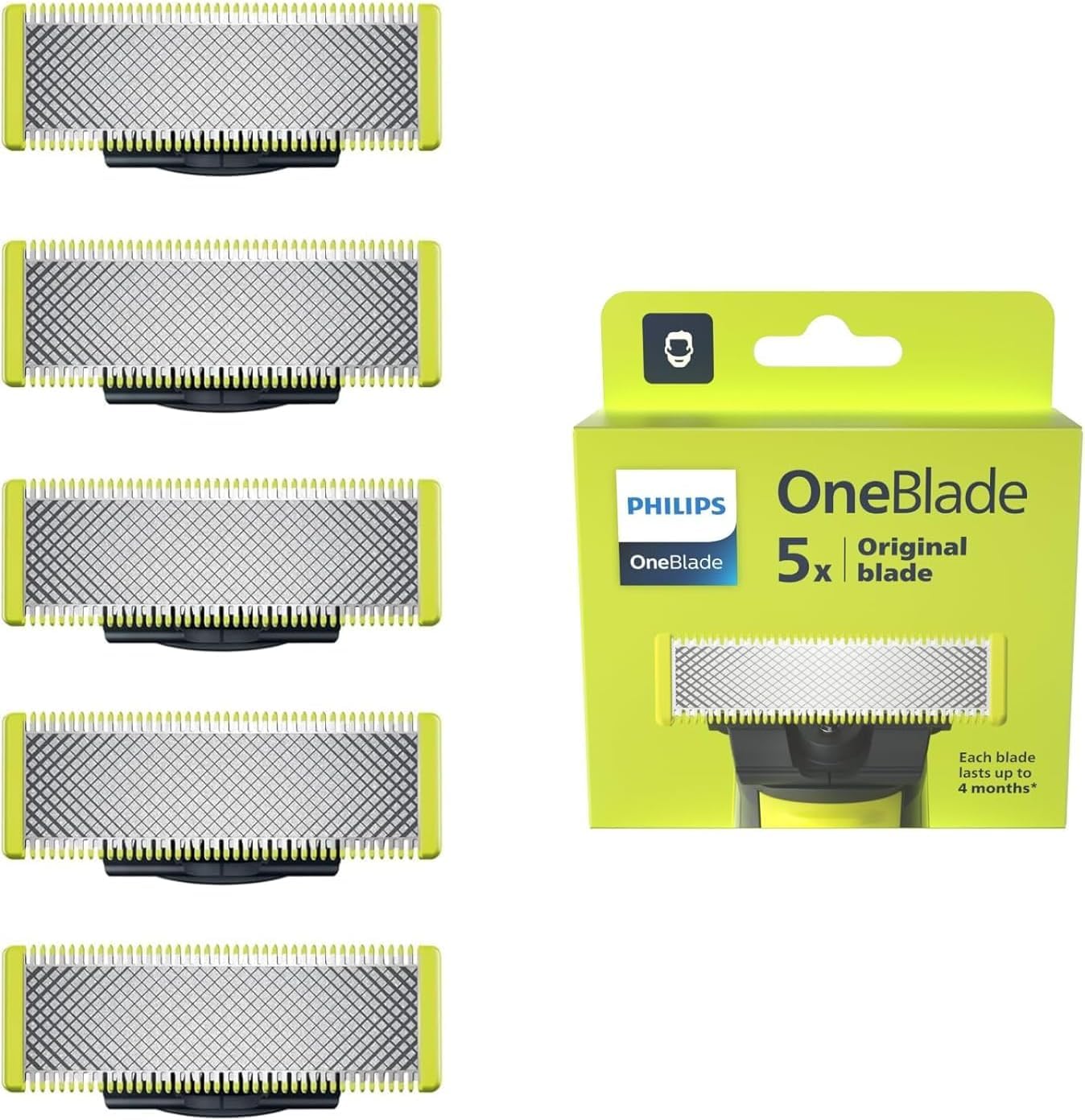 Philips OneBlade - 5 Stainless Steel Replacement Blades for All OneBlade Razors | Model QP250/50