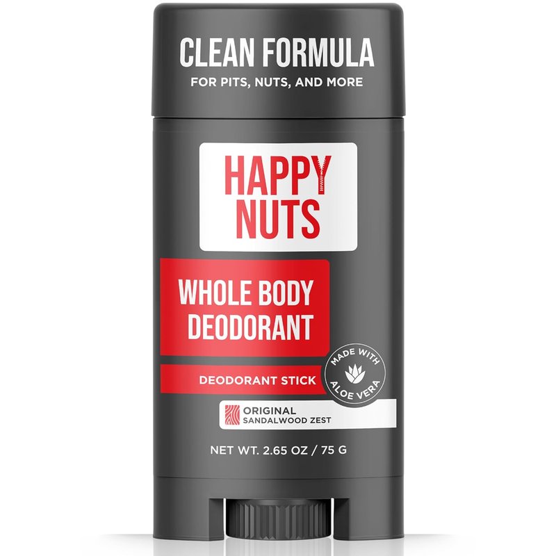 Happy Nuts Whole Body Deodorant for Men - Powerful Odor Control for Pits & Groin | 2.65 oz Original Formula