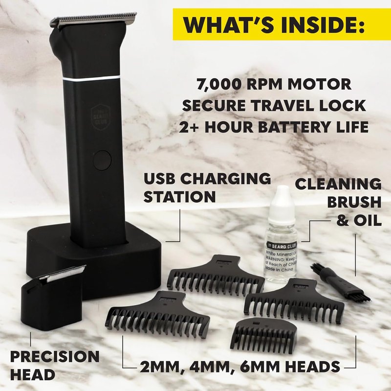 Beard Club Manscape Body Hair Trimmer for Men - Rechargeable Waterproof Electric Shaver | Ceramic Blade, Wet/Dry Use