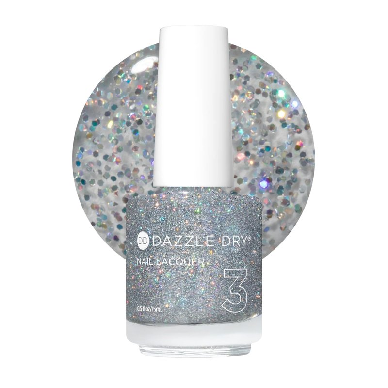 Dazzle Dry Nail Lacquer (Step 3) - Diamond - A holographic micro-glitter in a clear base. (0.5 fl oz)