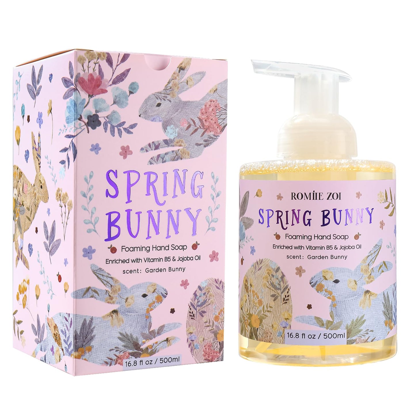 ROMIIE ZOI Foaming Hand Soap for Easter Gift Basket- Spring Bunny - Infused with Garden Bunny Aroma - 500 ML / 16.8 FL OZ