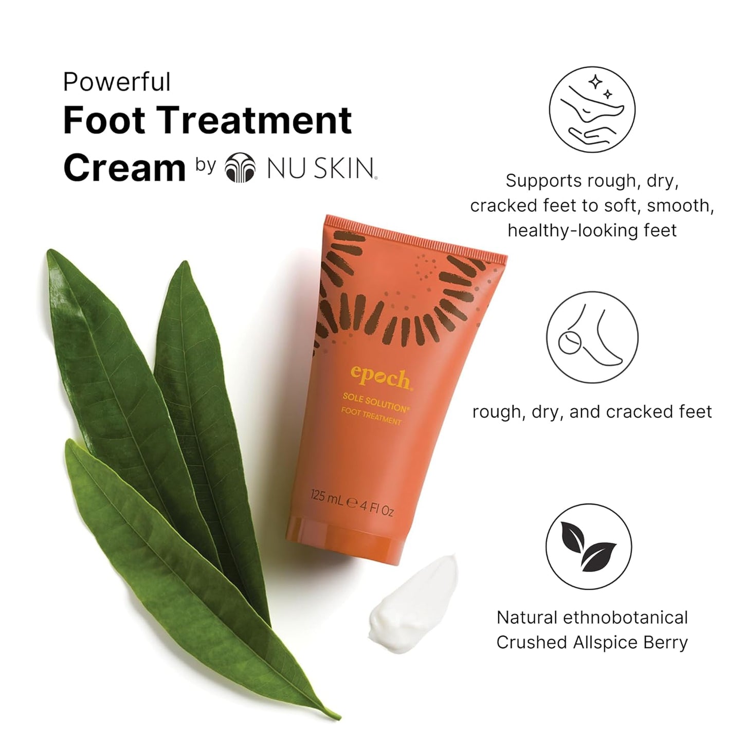 Nu Skin Epoch Sole Solution Foot Treatment - Intensive Moisturizing Cream for Dry, Rough Feet | 4 oz | Softens Calluses with Natural Ingredients