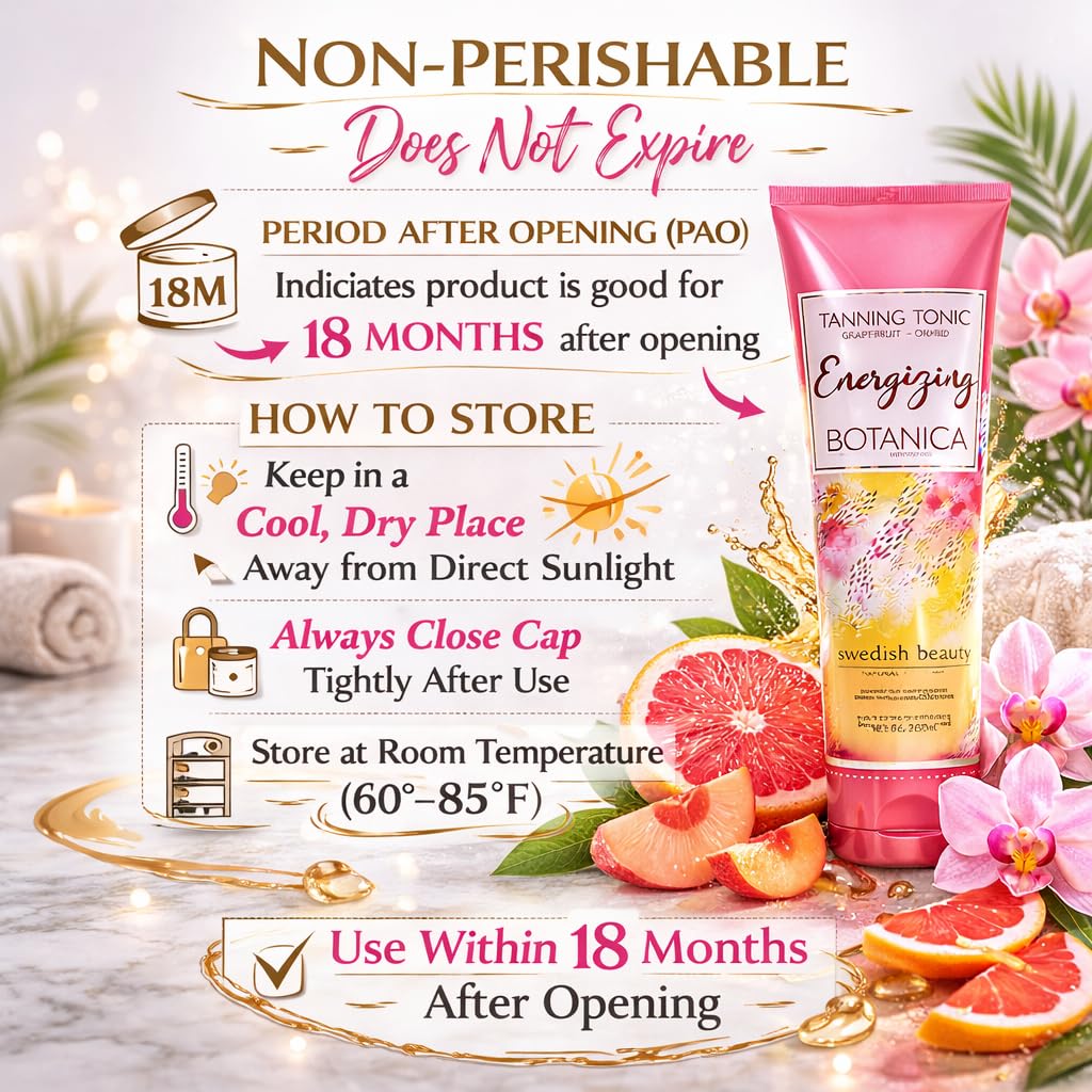 Swedish Beauty ENERGIZING Botanica Natural Bronzer (8.5 ounces) Tanning Bed Lotion, Grapefruit and Orchid Blend