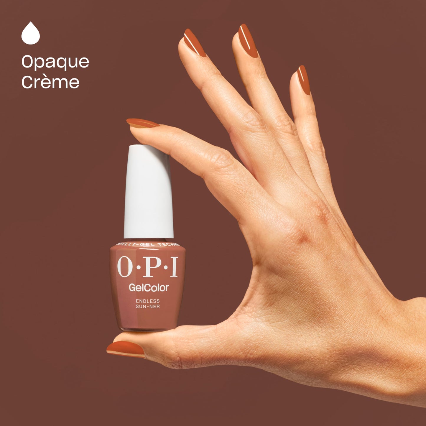 OPI GelColor Endless Sun-ner | Opaque Warm Nude Brown Crème LED Cure Gel Nail Polish | Salon-Quality Shine, Long-Lasting Wear | Vegan & HEMA Free | 0.5 Fl Oz