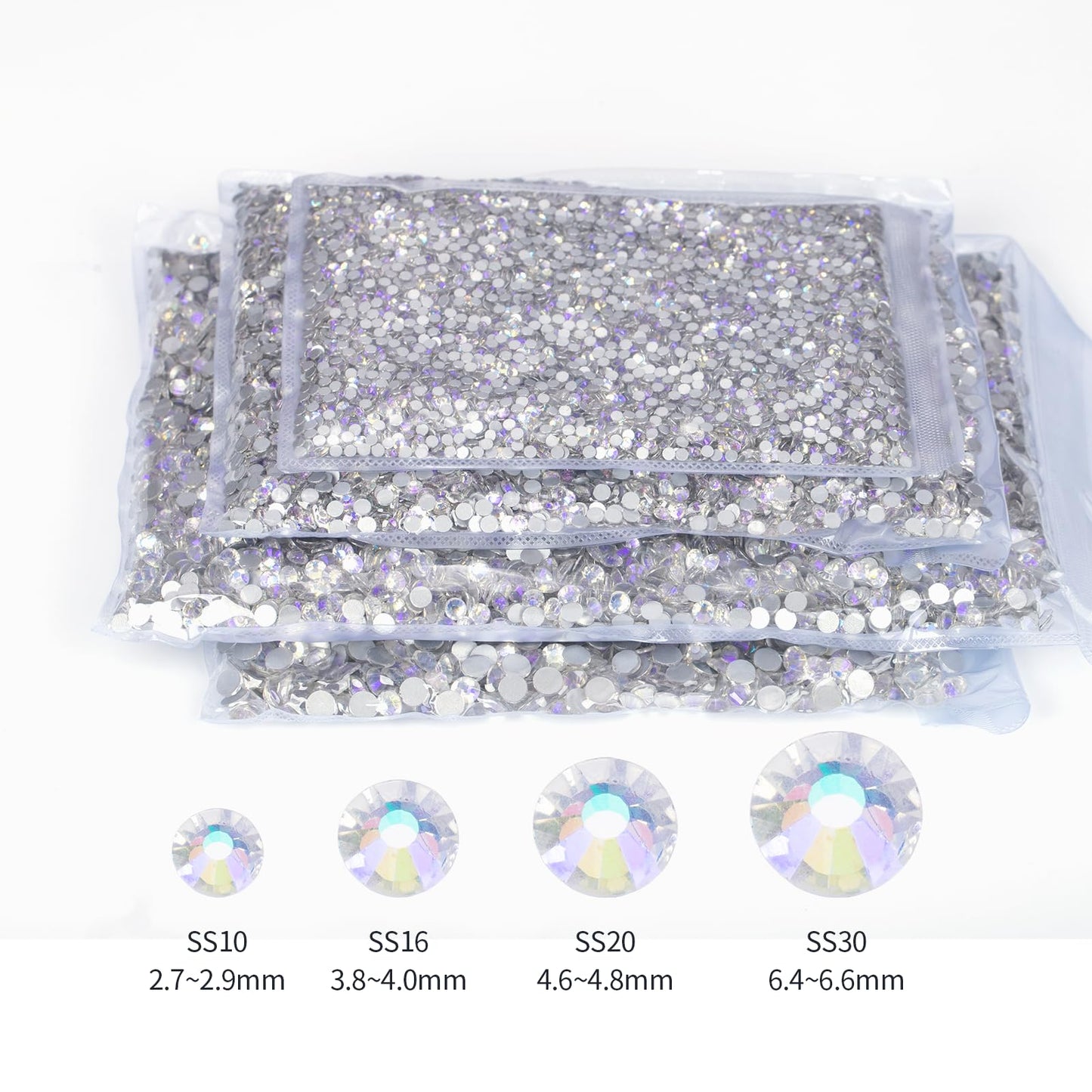 10000PCS Moonlight Rhinestones Bulk, Flat Back Crystal Glass Stone Round Gems,SS16, 3.8-4.0mm