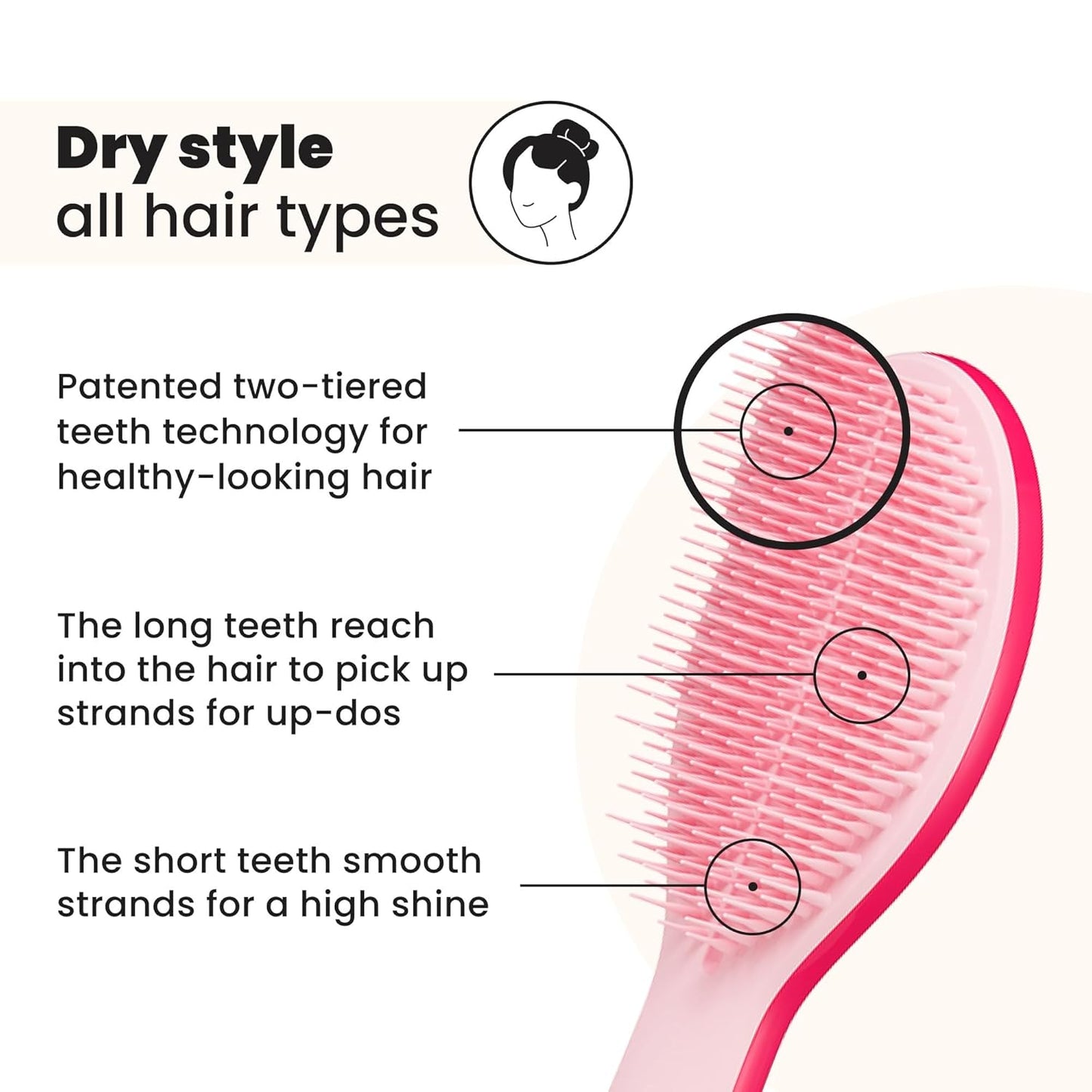 Tangle Teezer Ultimate Styler Hair Brush - Adds Volume, Texture & Shine | Sweet Pink