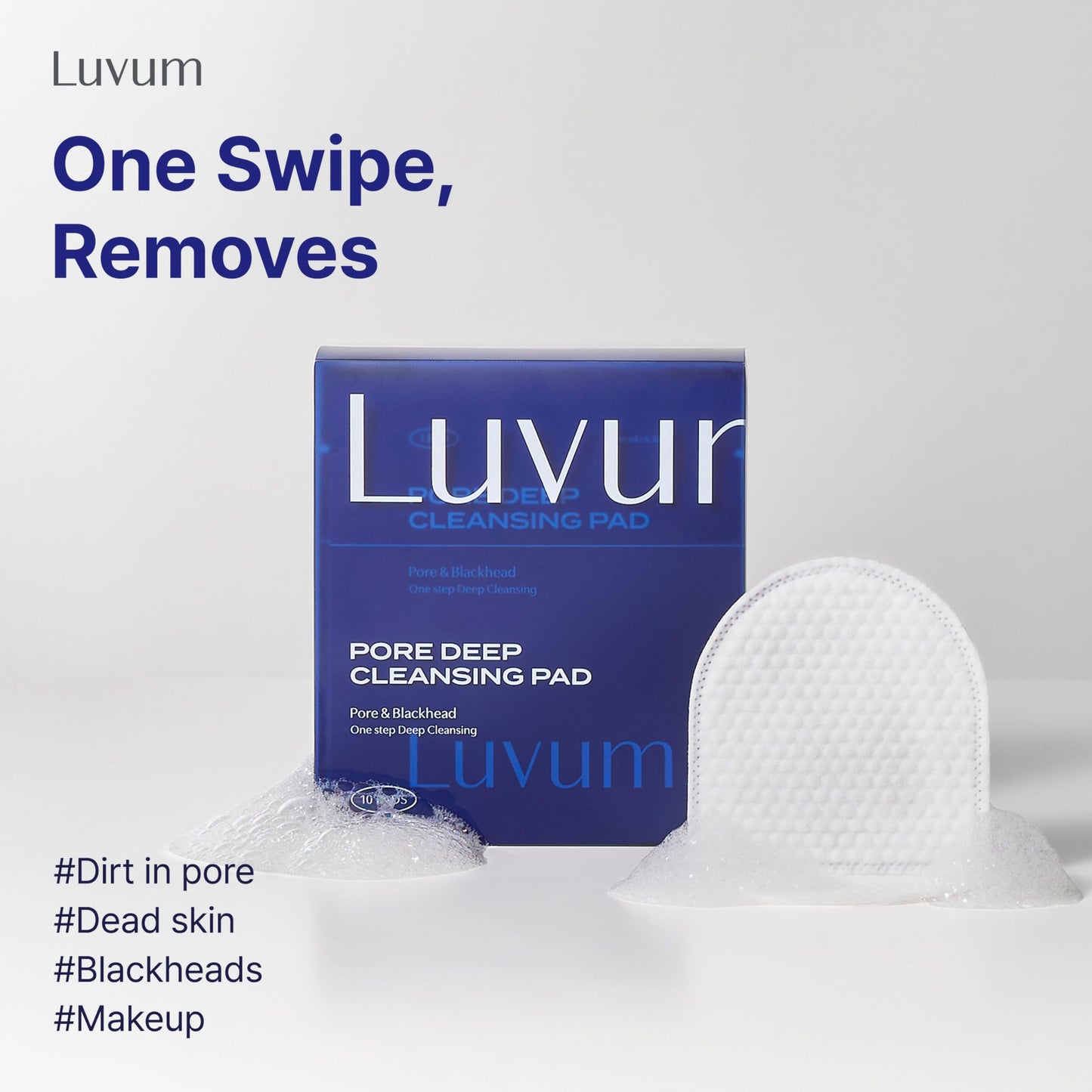 Luvum Pore Deep Cleansing Pad, Travel Kit Cleanser, Individual Packaged, 10-Pack