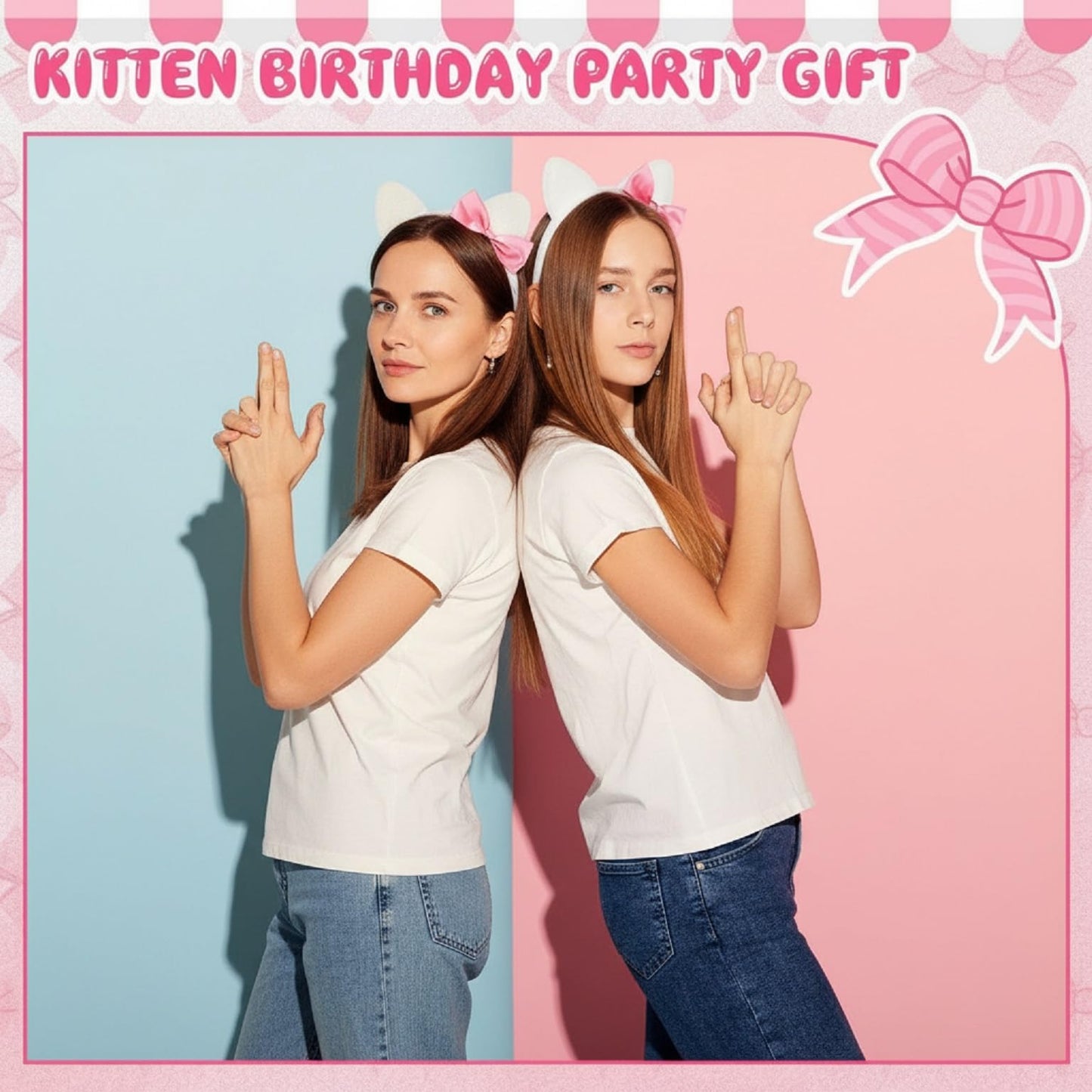 Knitgrip 12 Pcs Kitty Cat Ears Headbands Gift for Kitty Friends Birthday Party Favor Kitten Decoration(Pink,Classic)