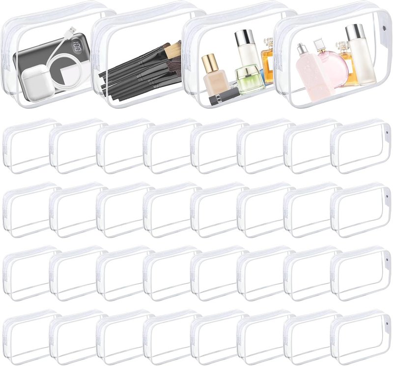 Clear Makeup Bags - 36 PCS Waterproof Travel Cosmetic Organizers | Zippered Toiletry Bags for Men & Women