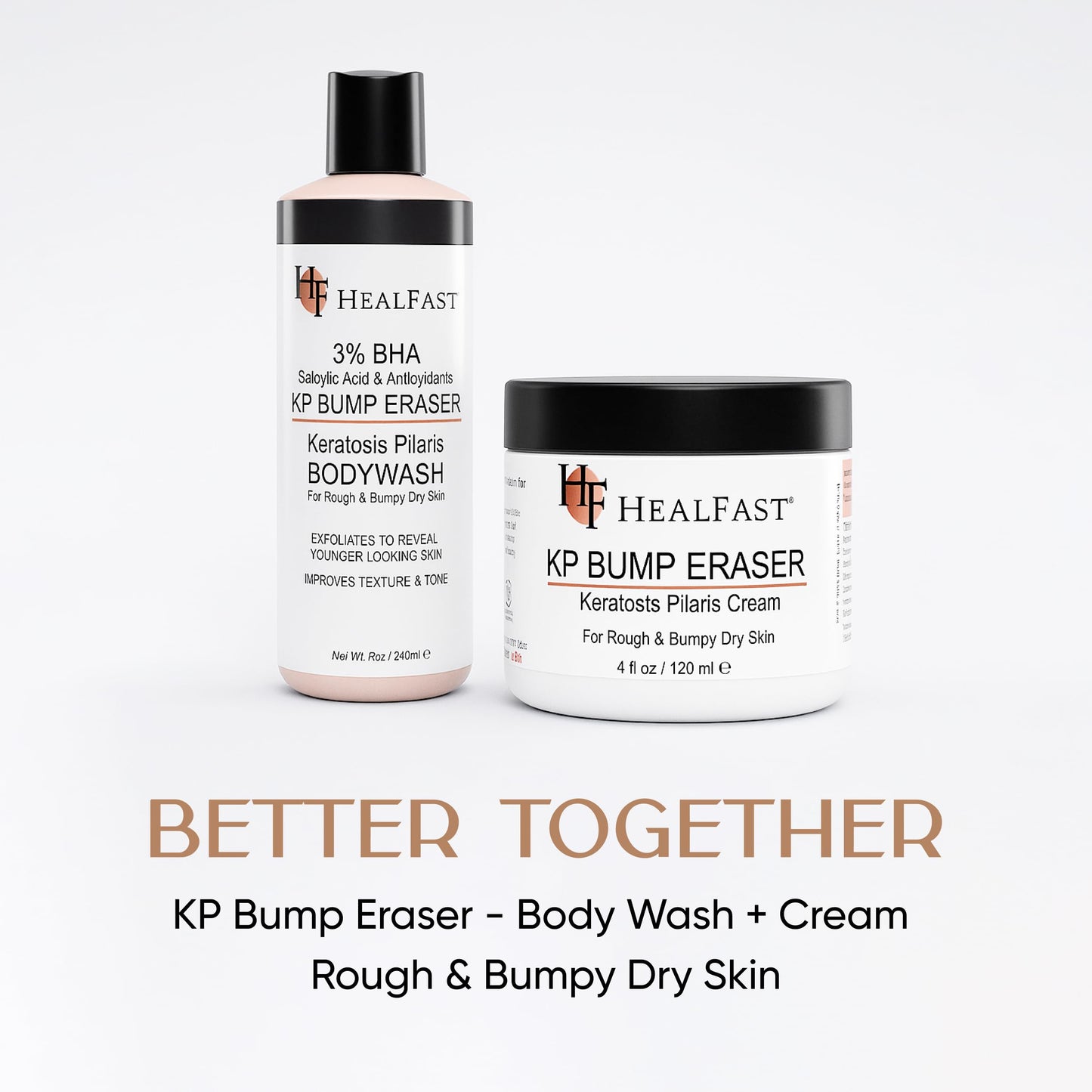 HealFast KP Bump Eraser Cream 4 Oz – Soften, Nourish Rough and Bumpy Skin with 2% BHA – Keratosis Pilaris - For All Types – No Scrubbing Required – Fragrance and Paraben Free