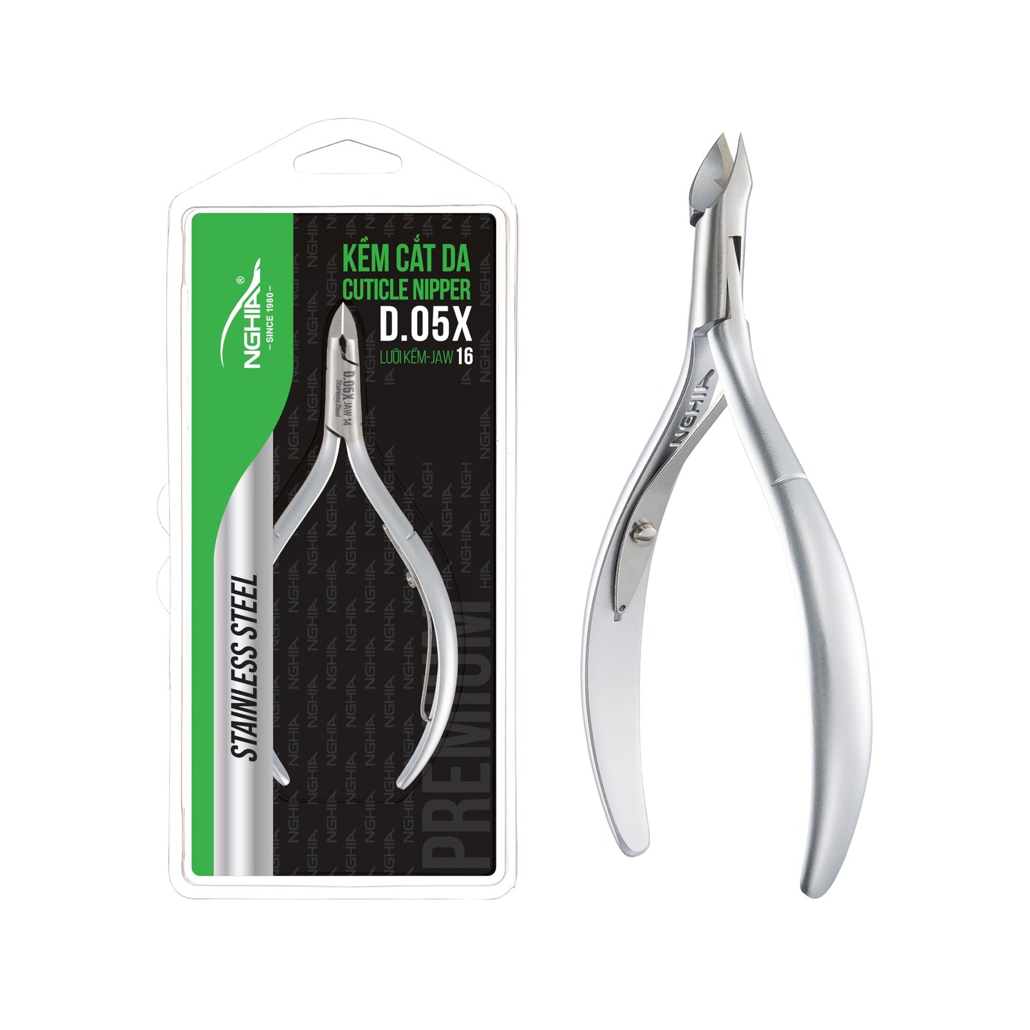 NGHIA Premium Cuticle Nipper - D-05X Jaw 16 (Stainless Steel) - Professional Nail Tools