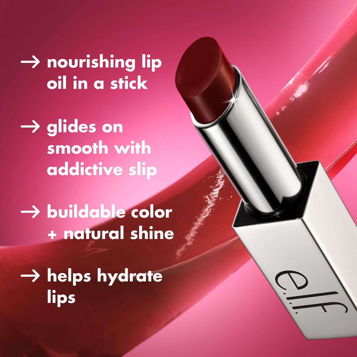 e.l.f. Glow Reviver Slipstick, Tinted Lip Oil Stick, Non-Sticky & Hydrating For A Soft-Shine Finish, Vegan & Cruelty-Free, Rose Latte