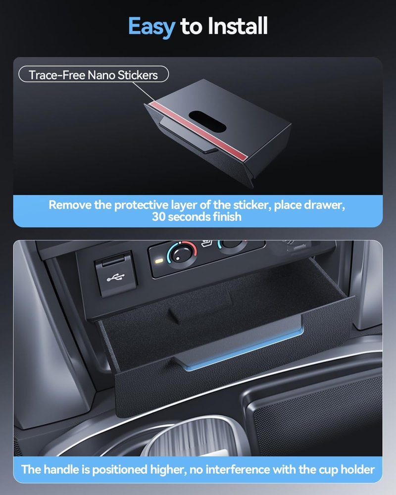 Toyota 4Runner Console Storage Drawer | Magnetic Design for Smooth Sliding - 5th Gen Cubby Box with Silent Flocking Felt & Durable ABS Material
