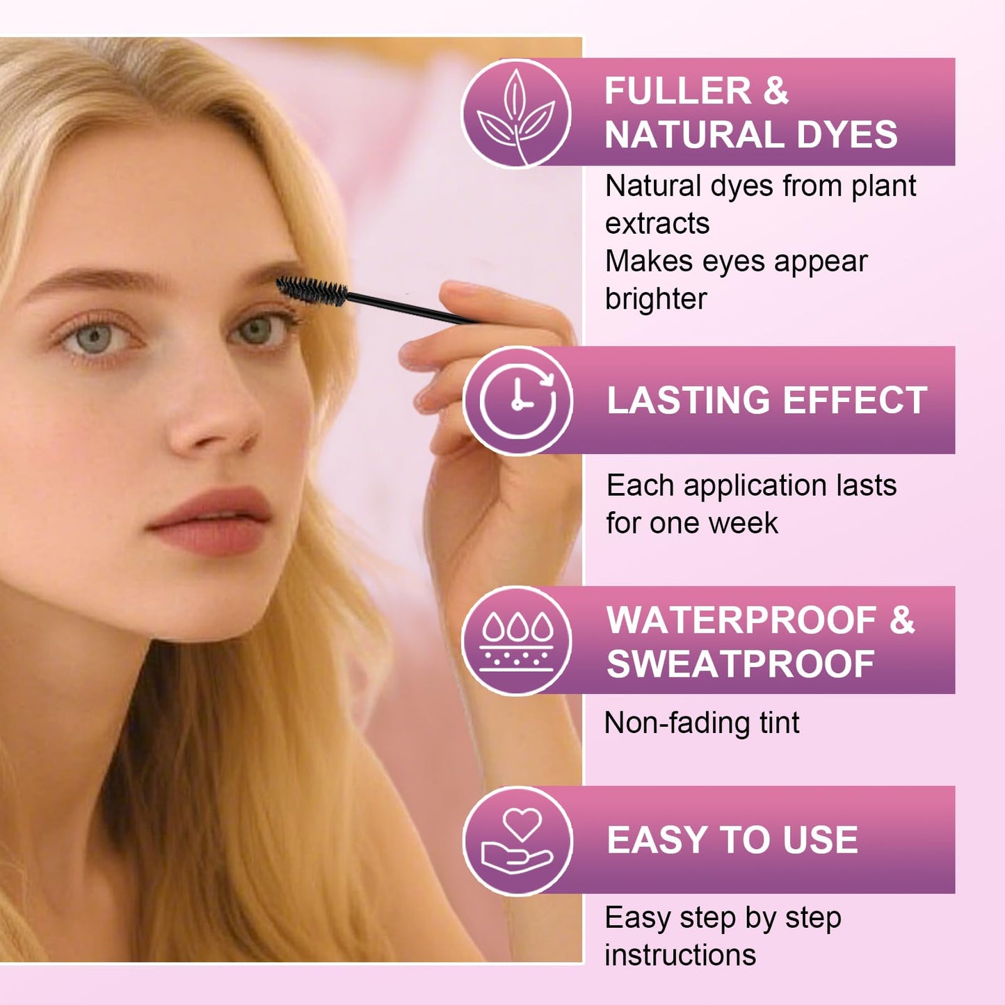 WEILNELL Eyelash & Eyebrow Color Kit, Professional Instant Black Lash & Brow Color Kit, Eye Lash & Eye brow Coloring Set with Natural Bushy Results, Easy to Use & Salon at Home 7ml (Black)