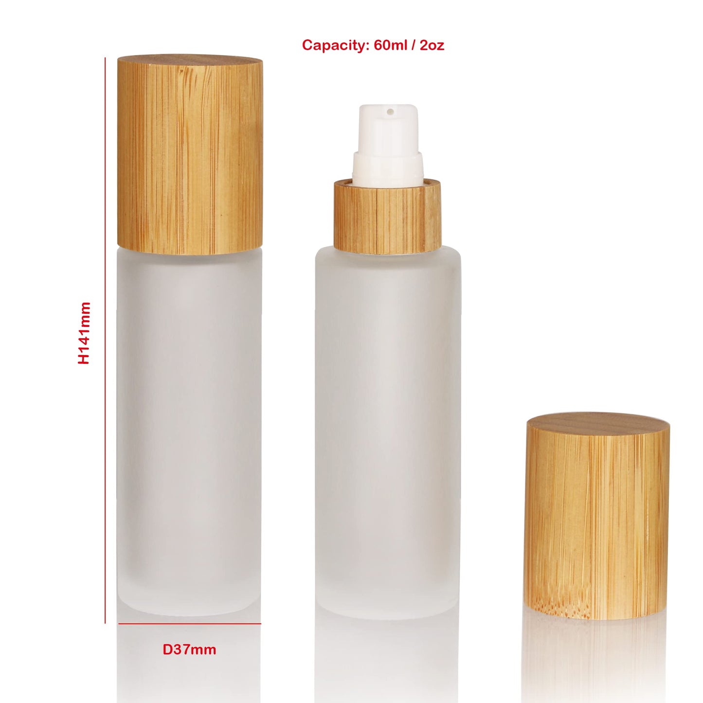 COSIDEA 6 pcs Empty 2oz /60ml bamboo lid clear glass spray bottle with fine mist despenser head for liquid perfume toiletries containers, toner bottles