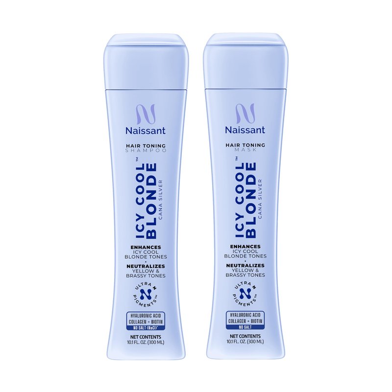 naissant Icy Cool Blonde Purple Shampoo & Toning Mask Set | Ultra High-Purity Pigments | Neutralizes Yellow & Brassy Tones | Hyaluronic Acid & Biotin | Paraben & Sulfate Free | 2 x 10.1 Fl Oz