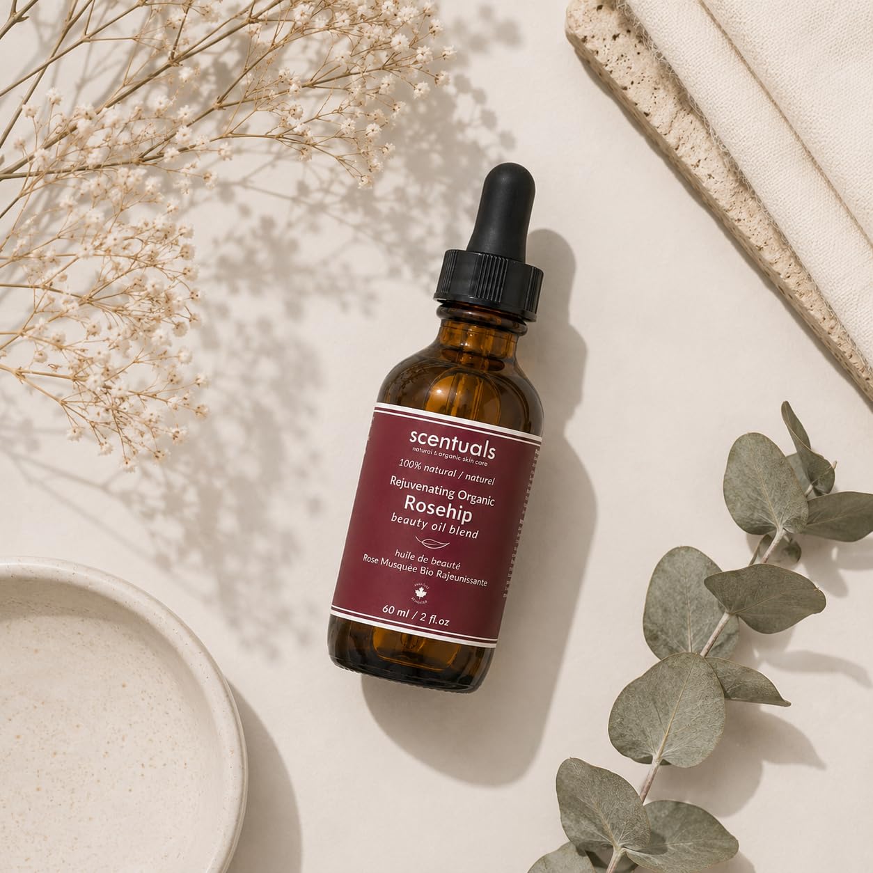 Rosehip Facial Oil Blend, Face Moisturizer with Pure Rosehip, Grapeseed Oil, Apricot Oil, Safflower Oil, Vitamin E for Deep Hydration, Protection and Versatile Anti Aging Skincare, 2 fl.oz | 60 ml