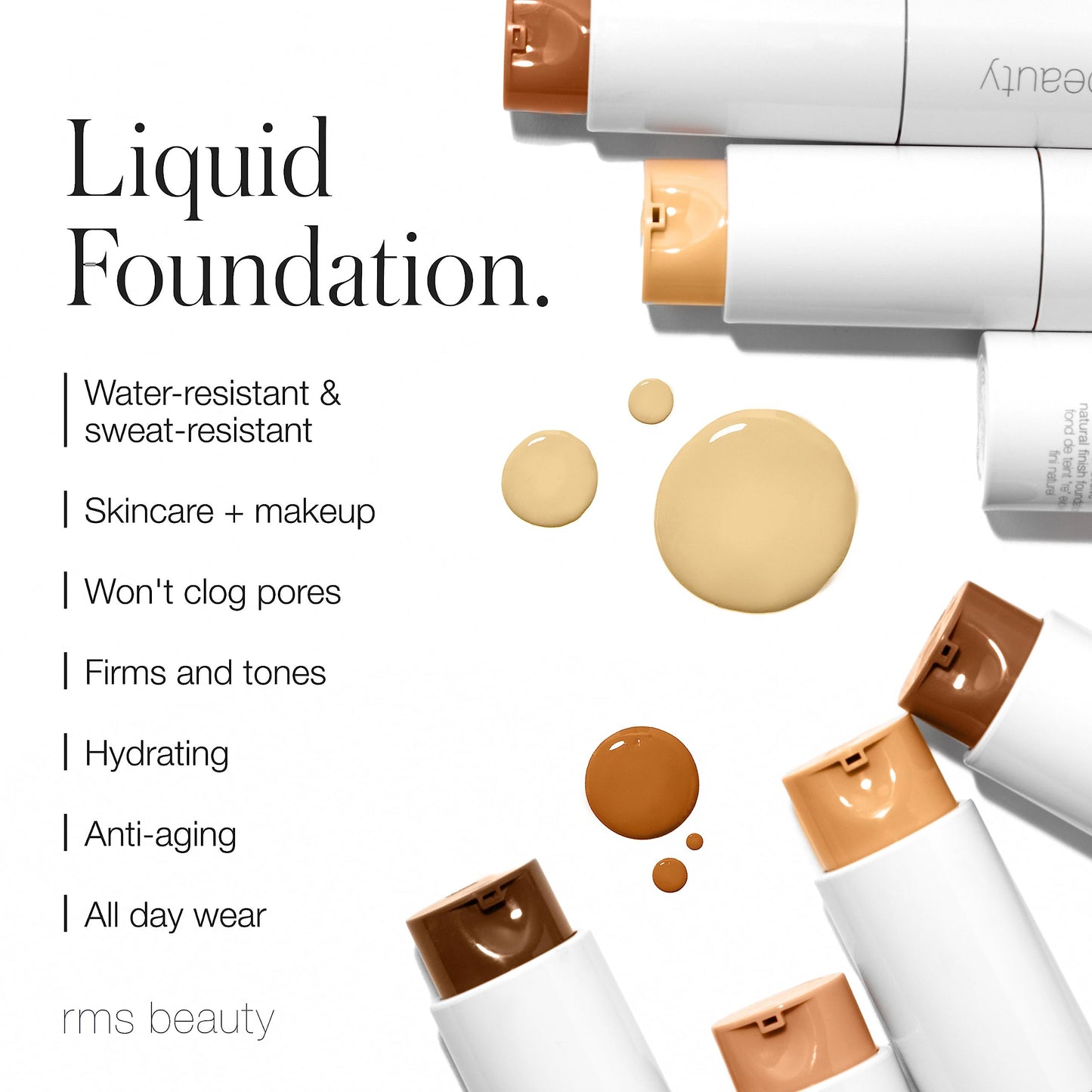 RMS Beauty ReEvolve Natural Finish Liquid Foundation - Medium Coverage Silicone-Free Skin Tint Foundation for Mature Skin - Hydrating & Firming - 1oz