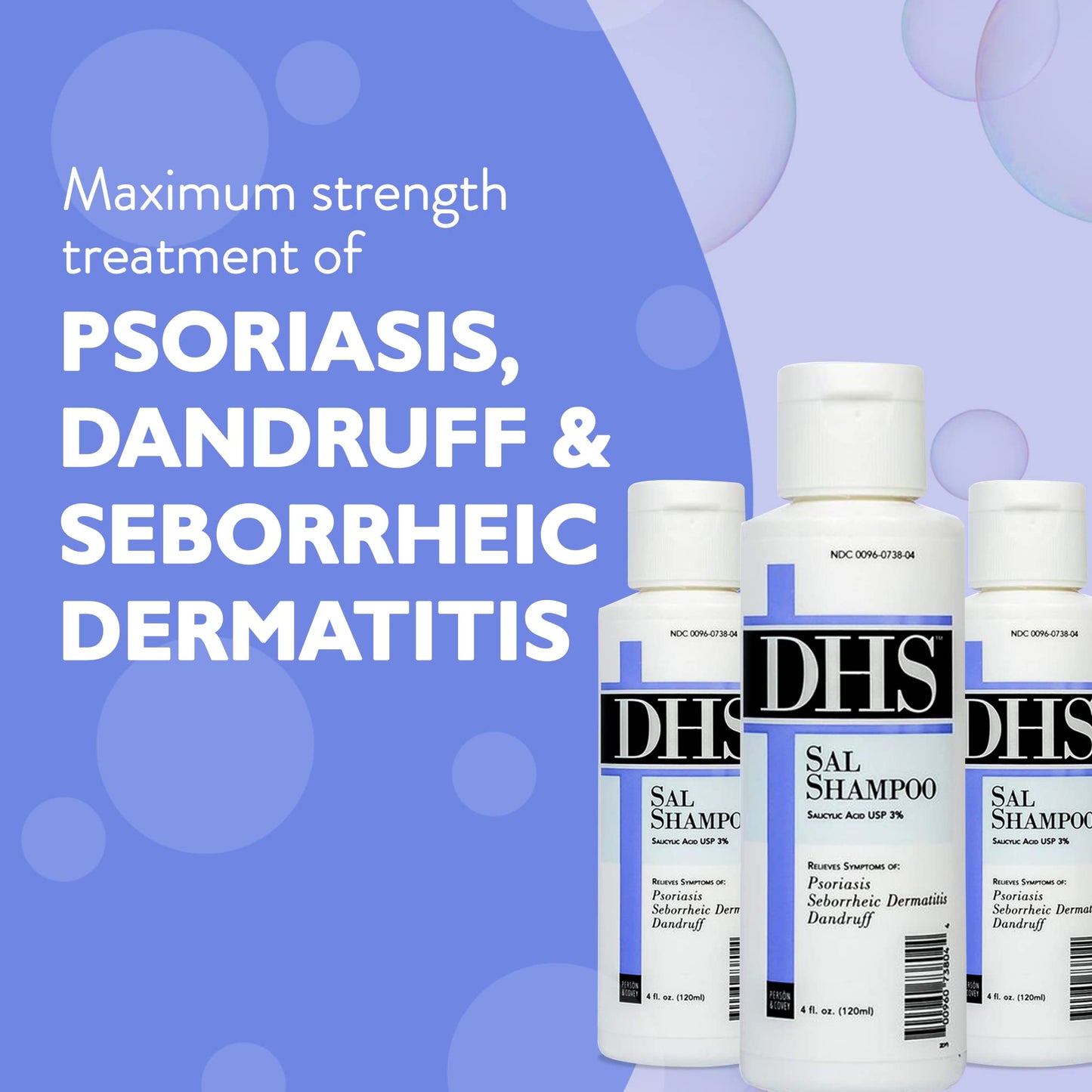 DHS SAL Shampoo for Psoriasis, Eczema & Dandruff, Fragrance-Free 4 oz