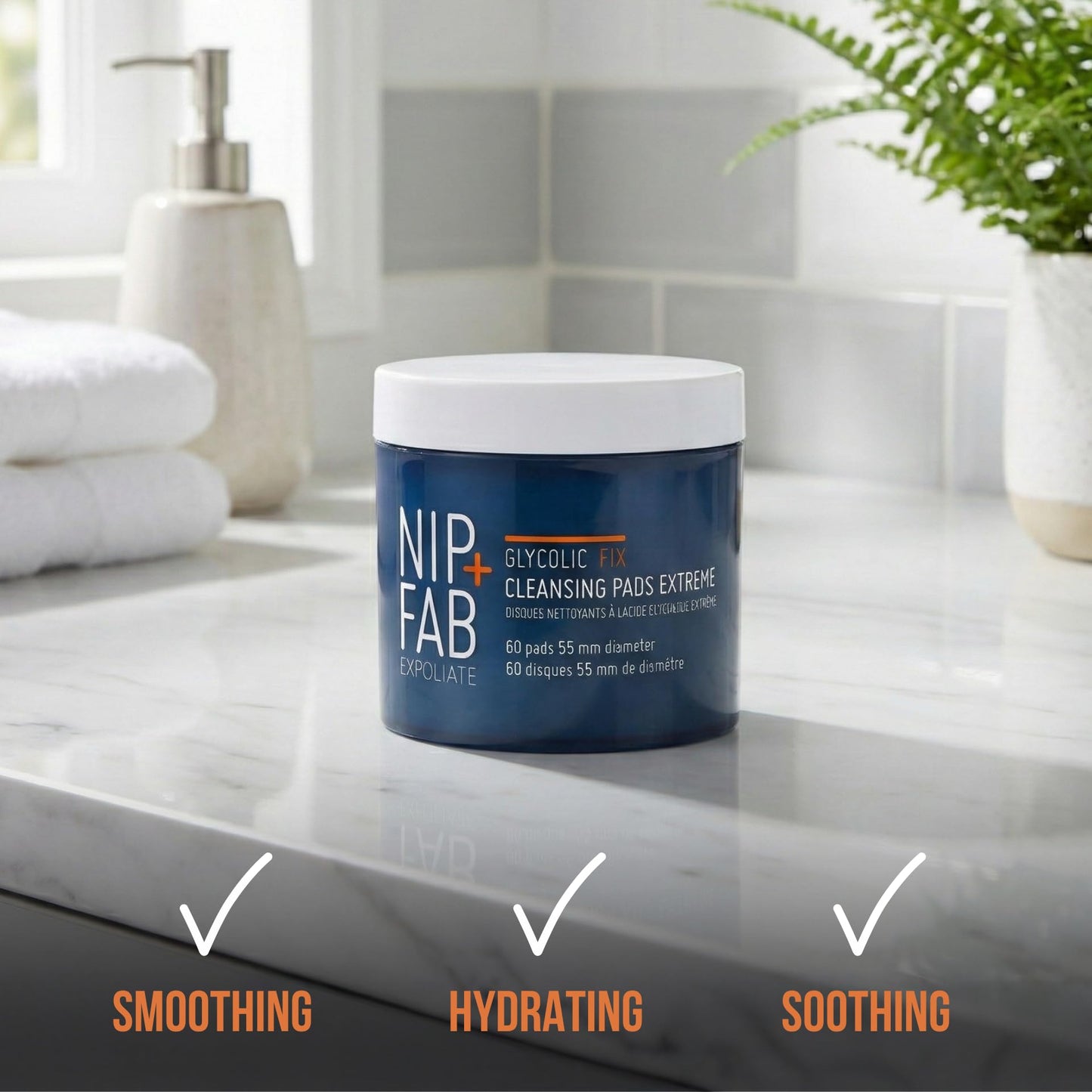 Nip + Fab Glycolic Fix Night Pads Extreme (60 Count) – 5% Glycolic Acid Exfoliating Face Pads with Salicylic Acid – Resurfacing AHA BHA Chemical Peel for Blemishes & Texture