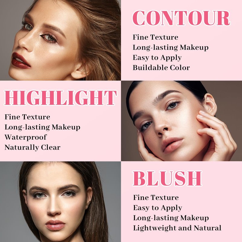 20-Color Makeup Palette Kit: Long-Lasting Blush Highlighter Contour Palette - Buildable Bronzer Powder Face Cosmetics Gift for Women