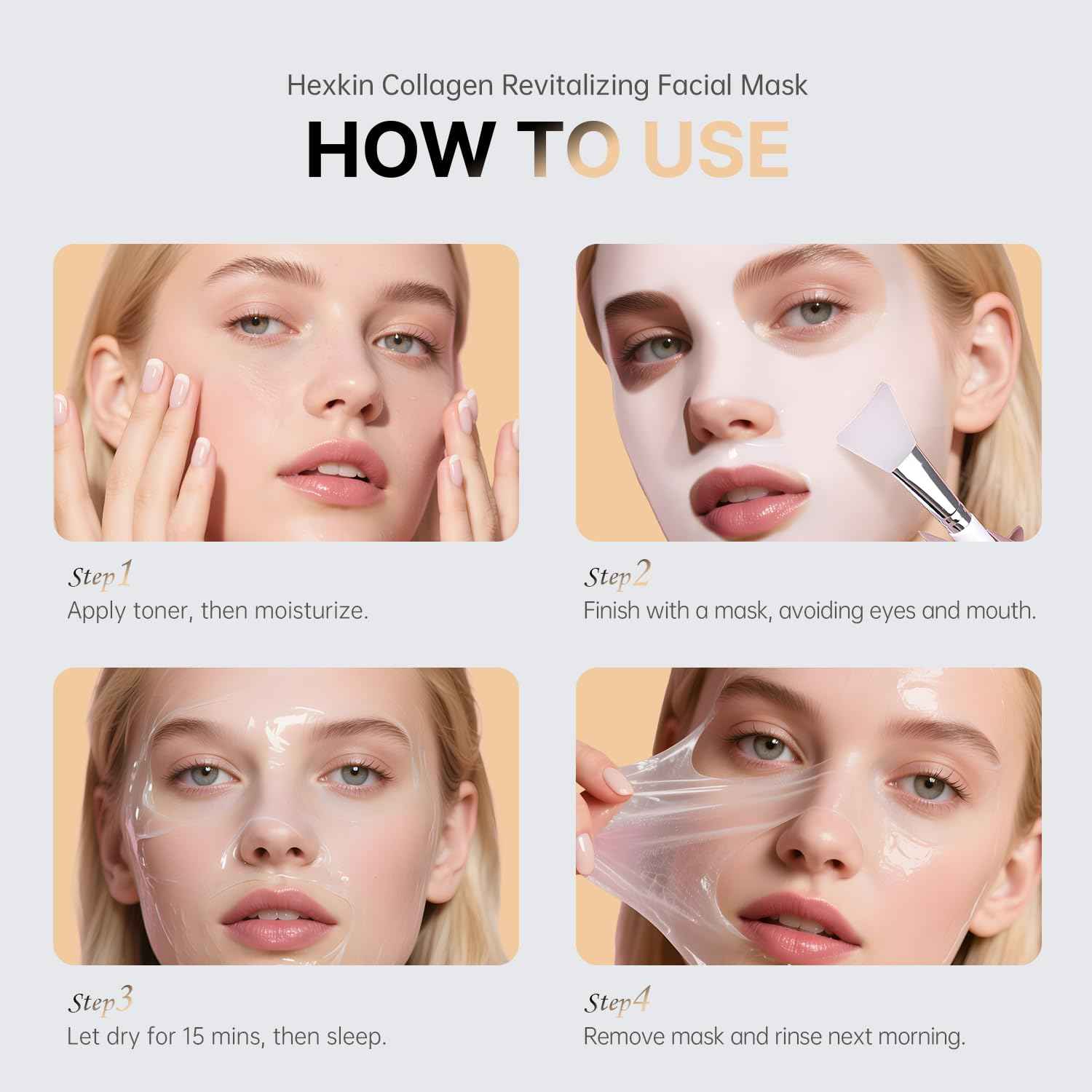 Hexkin Collagen Peel Off Facial Mask Wrapping Peel Off Face Mask Elasticity Hydration Care, Reduces Sagging Dullness For Glowing Skin Korean Skin Care, 2.82oz.