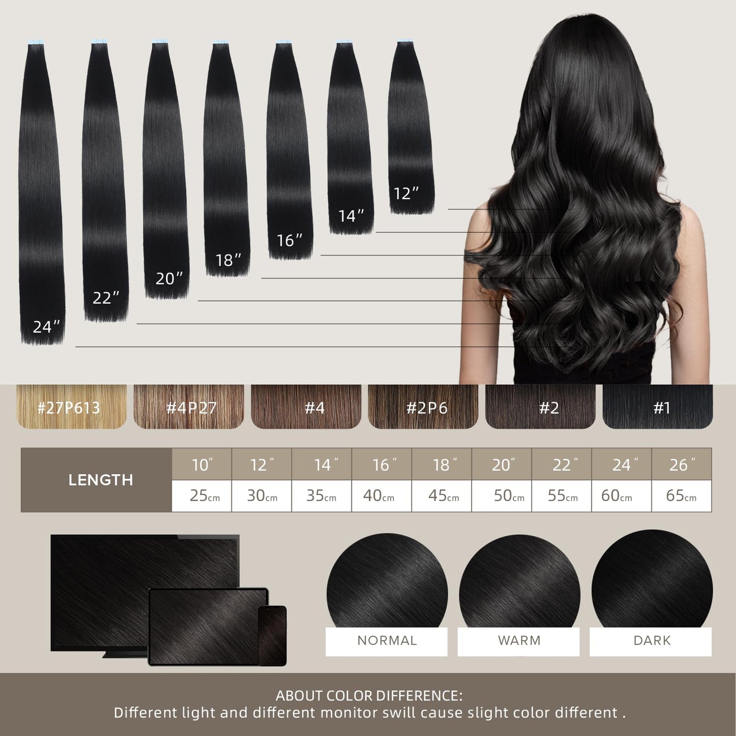 Mifes Tape in Hair Extensions Human Hair Jet Black #1 20pcs/50g 20 Inch Hair Extensions Real Human Hair Natural Hair Extensions Straight Hair Extensions for Black