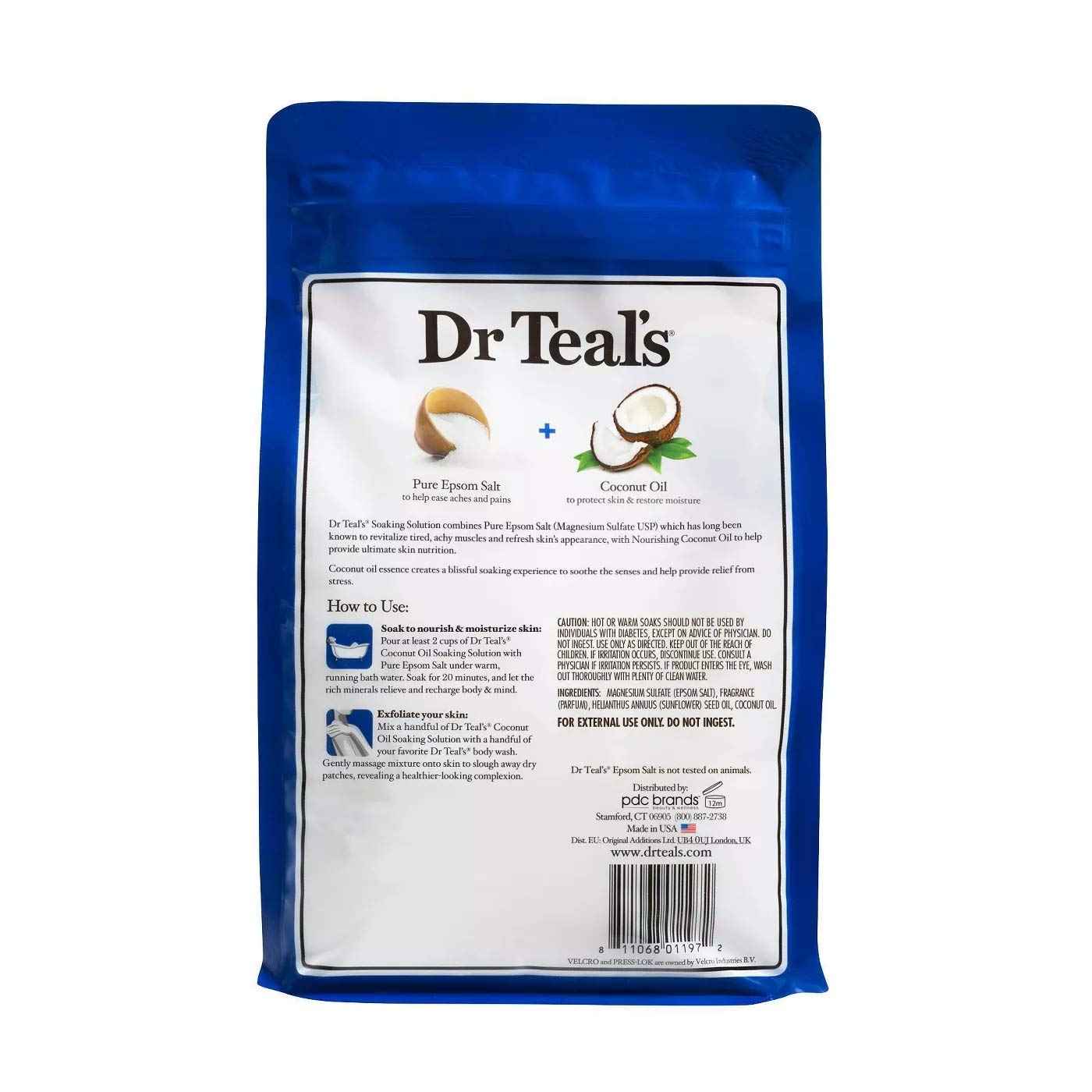 Dr Teals Coconut Oil Soaking Solution Gift Set (2 Pack, 3 lb. ea.) - Essential Oils Nourish & Protect Dry, Damaged Skin - Relieve Stress & Revitalize Tired, Achy Muscles at Home