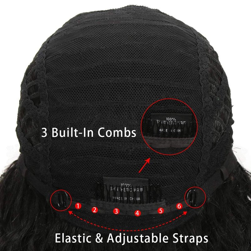 Lace Front Wigs for Women - 28” Long Curly Black Synthetic Wig | Heat Resistant, 130% Density