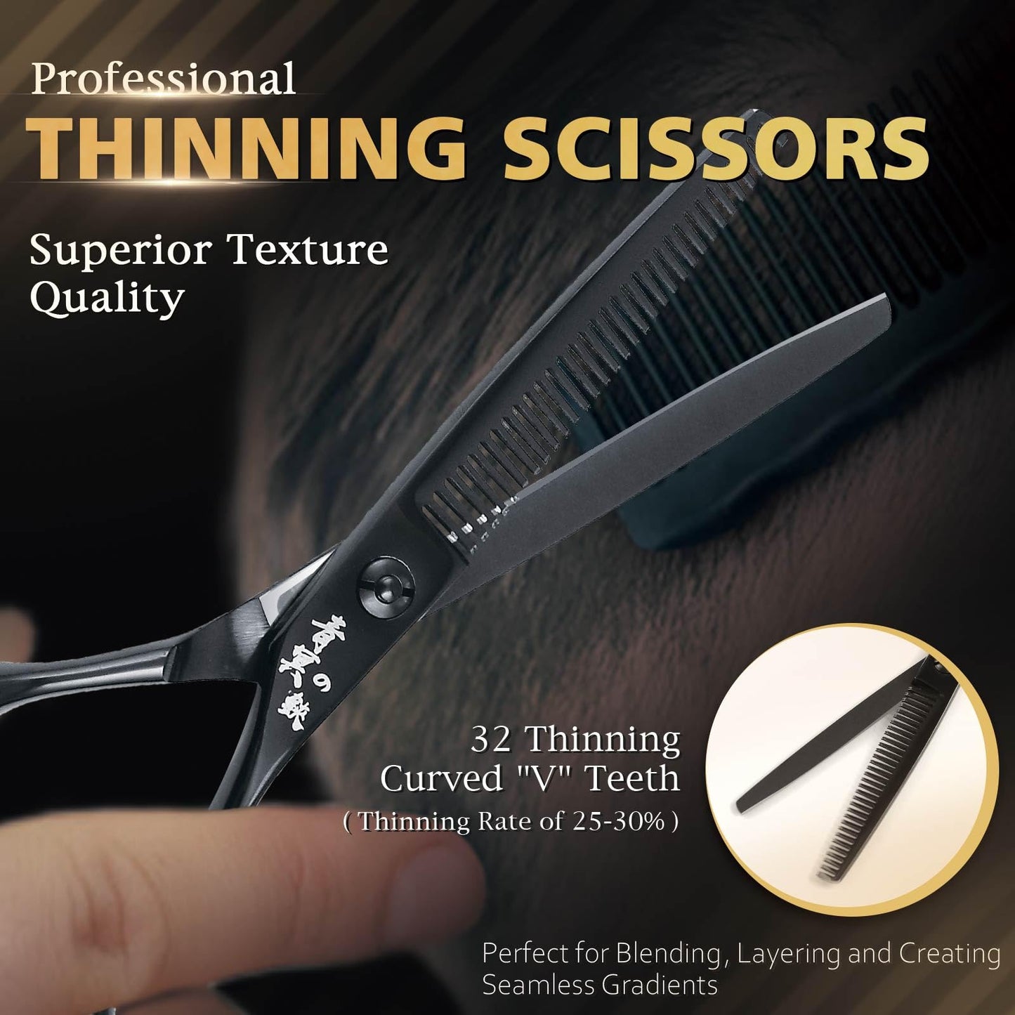 Professional Hair Scissors, 6" Japanese 440C Hair Cutting & Thinning Shears