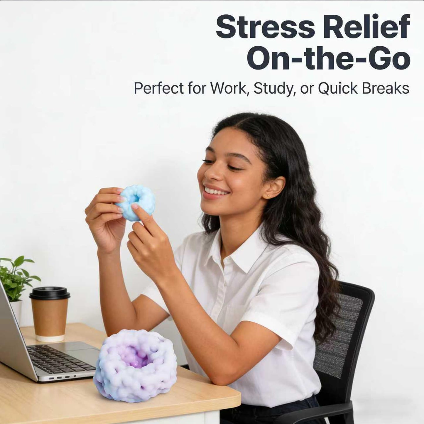 Crunchy Squishy Sand Stress Ball, Ice Skin Fidget Moldable Slow Rising Sensory Squeeze Balls, Stress Relief for Office Desk, Relaxing Fidget Gift (Pink)