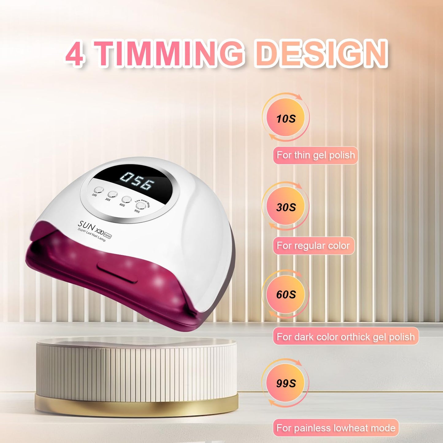 320W UV LED Nail Lamp, Professional Nail Dryer Gel Polish Light with 72 Beads, UV Nail Light with 4 Timer Settings, Nail Polish Curing Gel LED Dryer with Automatic Sensor, LCD Display