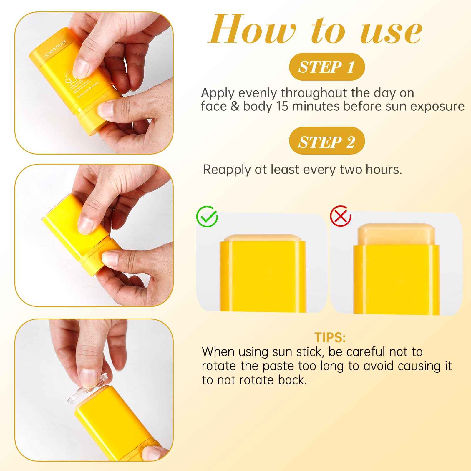 Sunscreen Stick SPF 50+ PA++++ 0.56Oz | Water Resistant (80 Min) | Face & Body Sunscreen for Sensitive Skin | Non-Greasy, No White Cast | Compact Travel-Friendly Sun Protection (pack of 2)