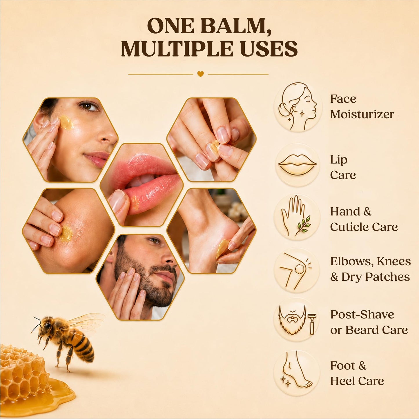 Sweet Bee Magic Organic Honey Bee Balm for Face, Skin & Body - All in One Honey Balm - Beeswax Body Moisturizer - All Natural Aid - 1 jar (4oz)